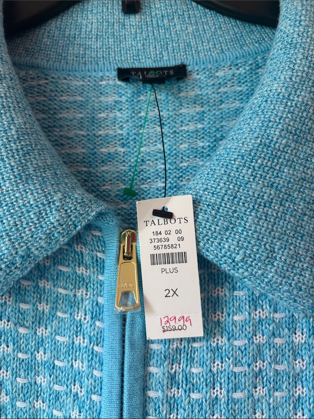 Talbots Light Blue Tweed Sparkle Zip Jacket - Picture 6 of 8